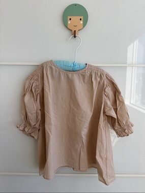 Kids Cream/Tan Puff-Sleeve Blouse 6-7y